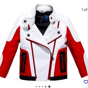 ♠️♥️♣️Moto jacket white black and red